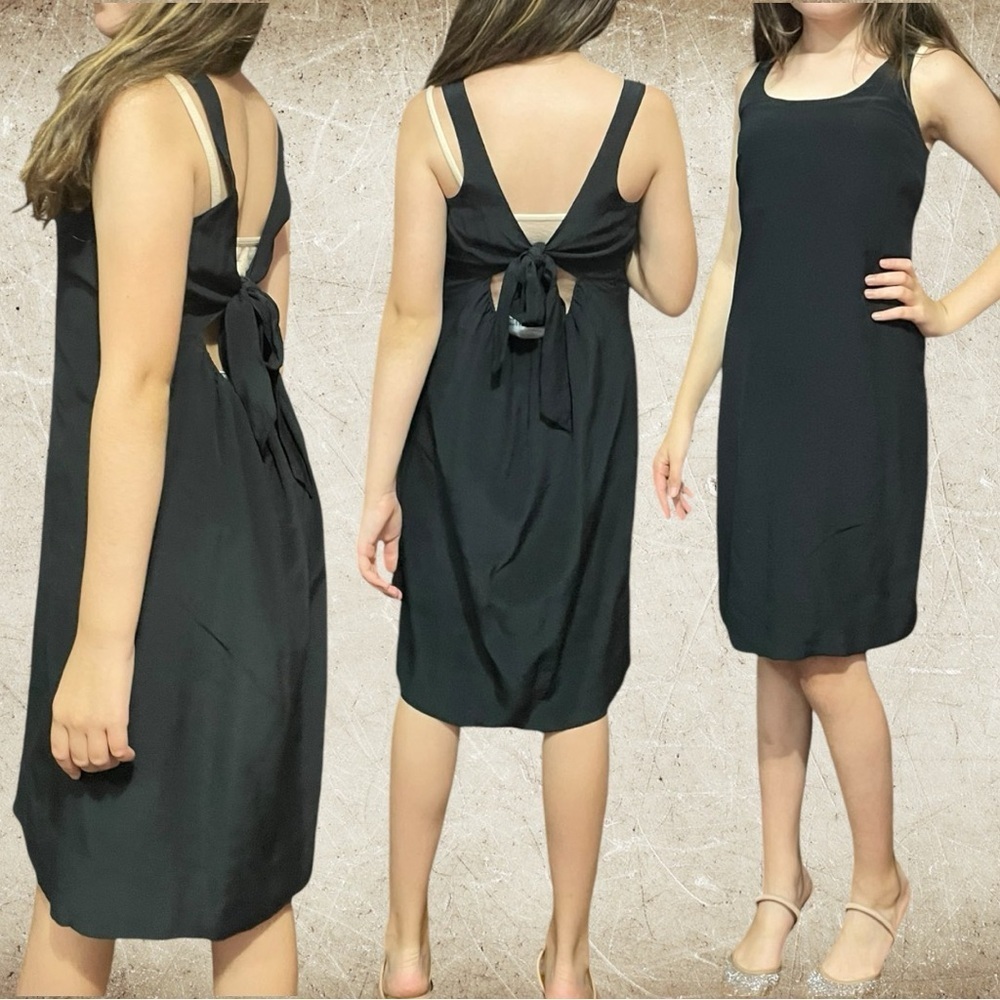 Madewell Black Silk Mini Sleeveless‎ Dress Back Tie Size XXS